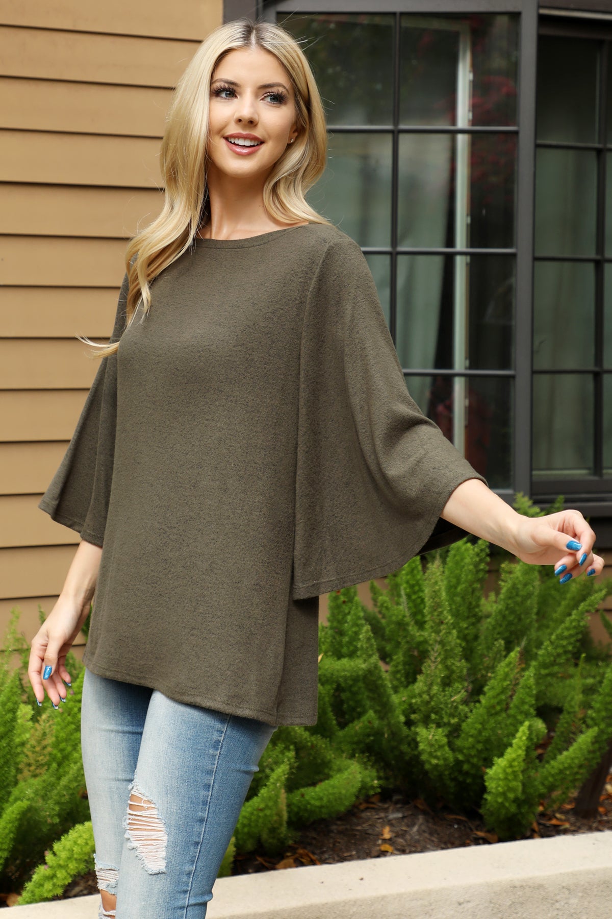 BOAT NECK WIDE SLEEVE BRUSHED HACCI TOP 1-1-1-1