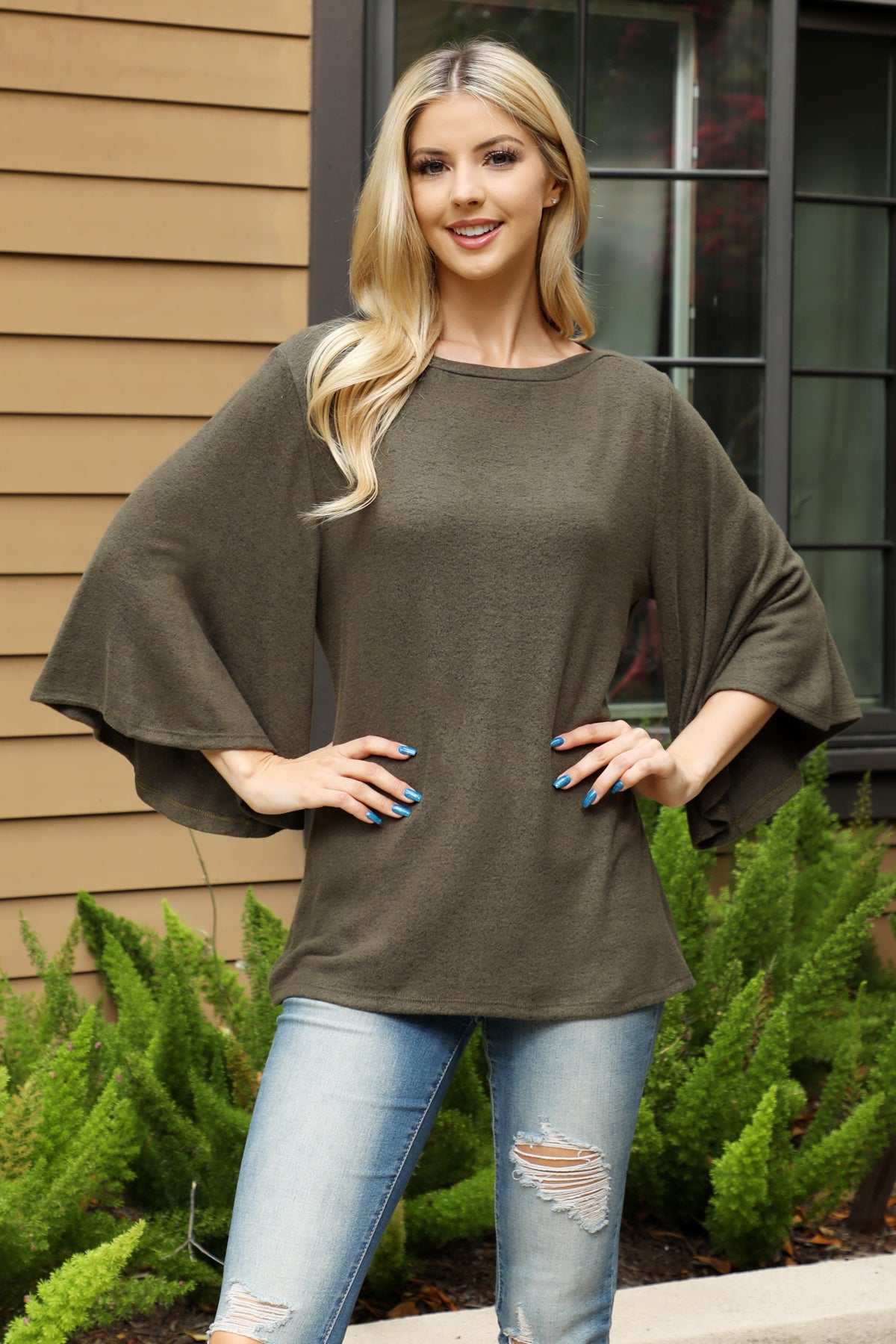 BOAT NECK WIDE SLEEVE BRUSHED HACCI TOP 1-1-1-1