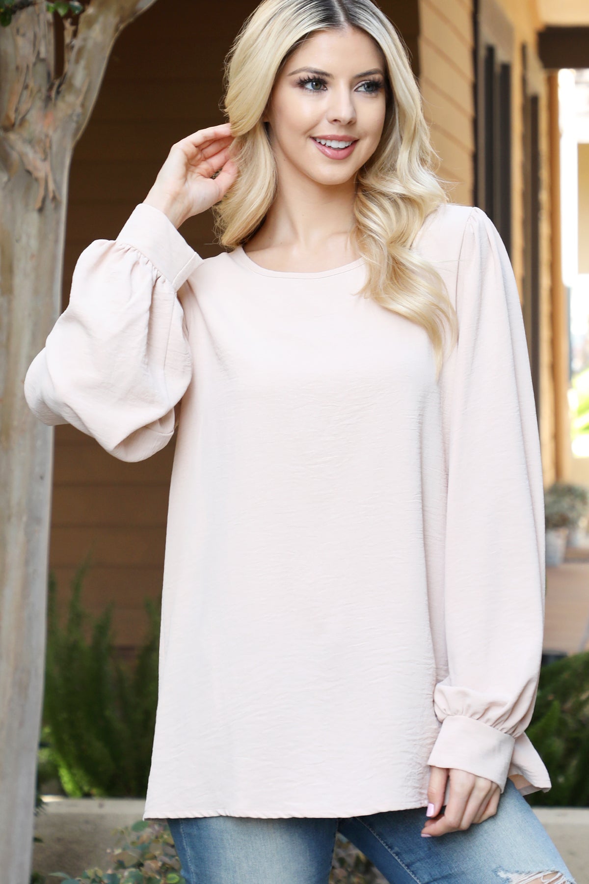 PUFF LONG SLEEVE SOLID TOP 1-1-1-1