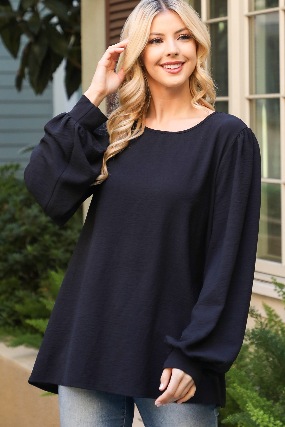 PUFF LONG SLEEVE SOLID TOP 1-1-1-1