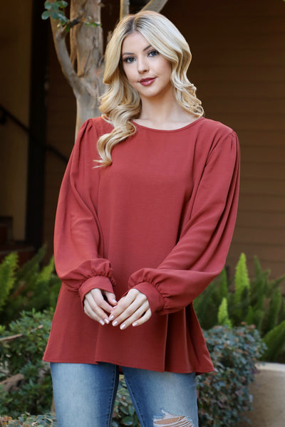 PUFF LONG SLEEVE SOLID TOP 1-1-1-1