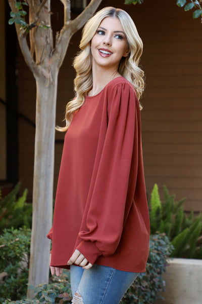 PUFF LONG SLEEVE SOLID TOP 1-1-1-1