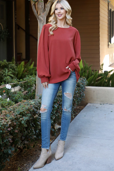 PUFF LONG SLEEVE SOLID TOP 1-1-1-1