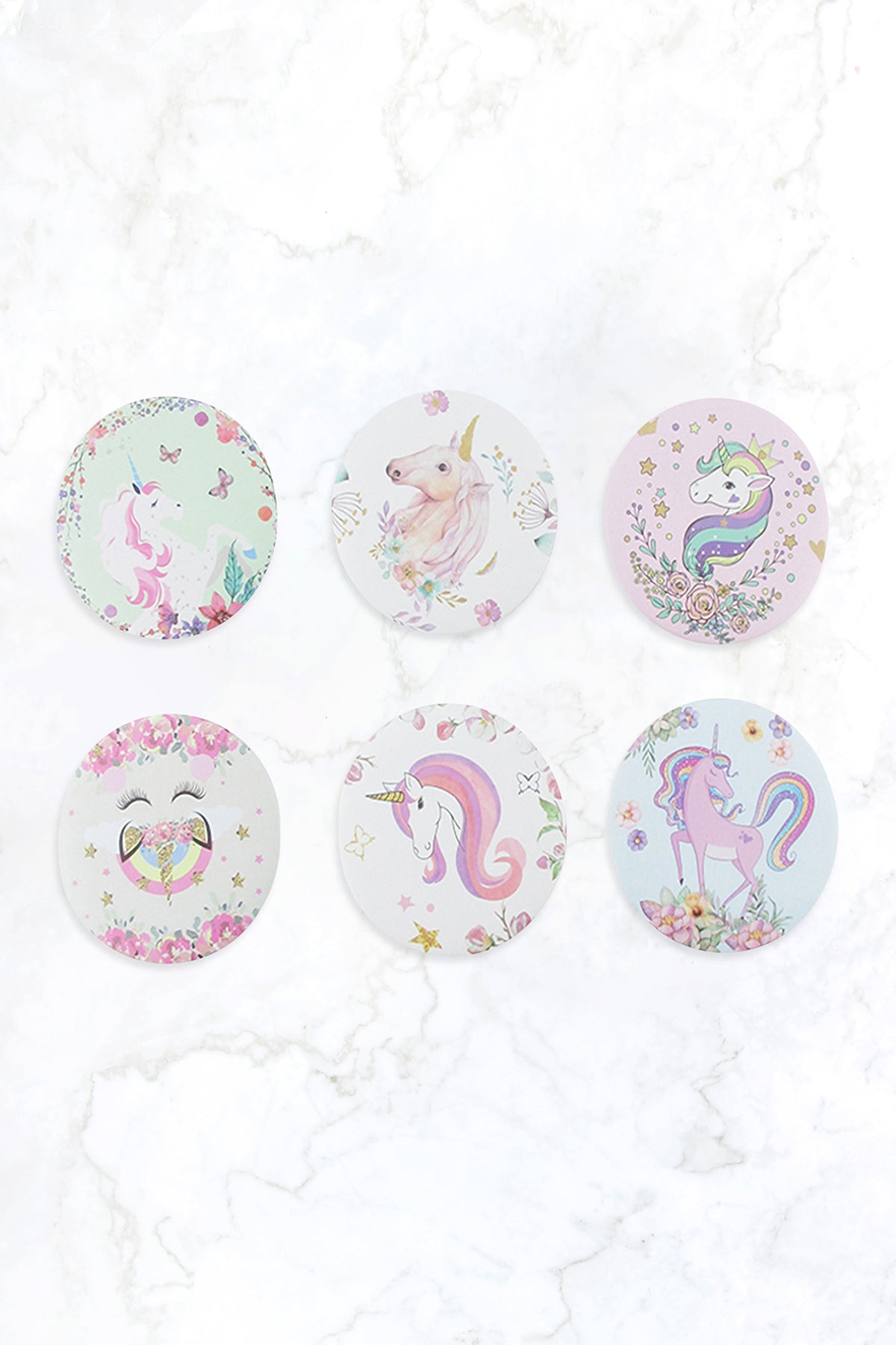 CUTE UNICORN PRINT CIRCLE COMPACT MIRROR SET