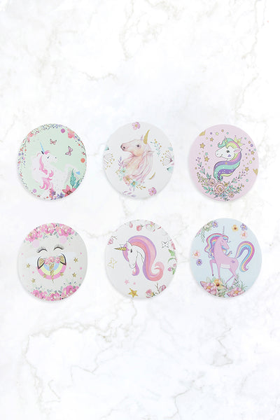 CUTE UNICORN PRINT CIRCLE COMPACT MIRROR SET