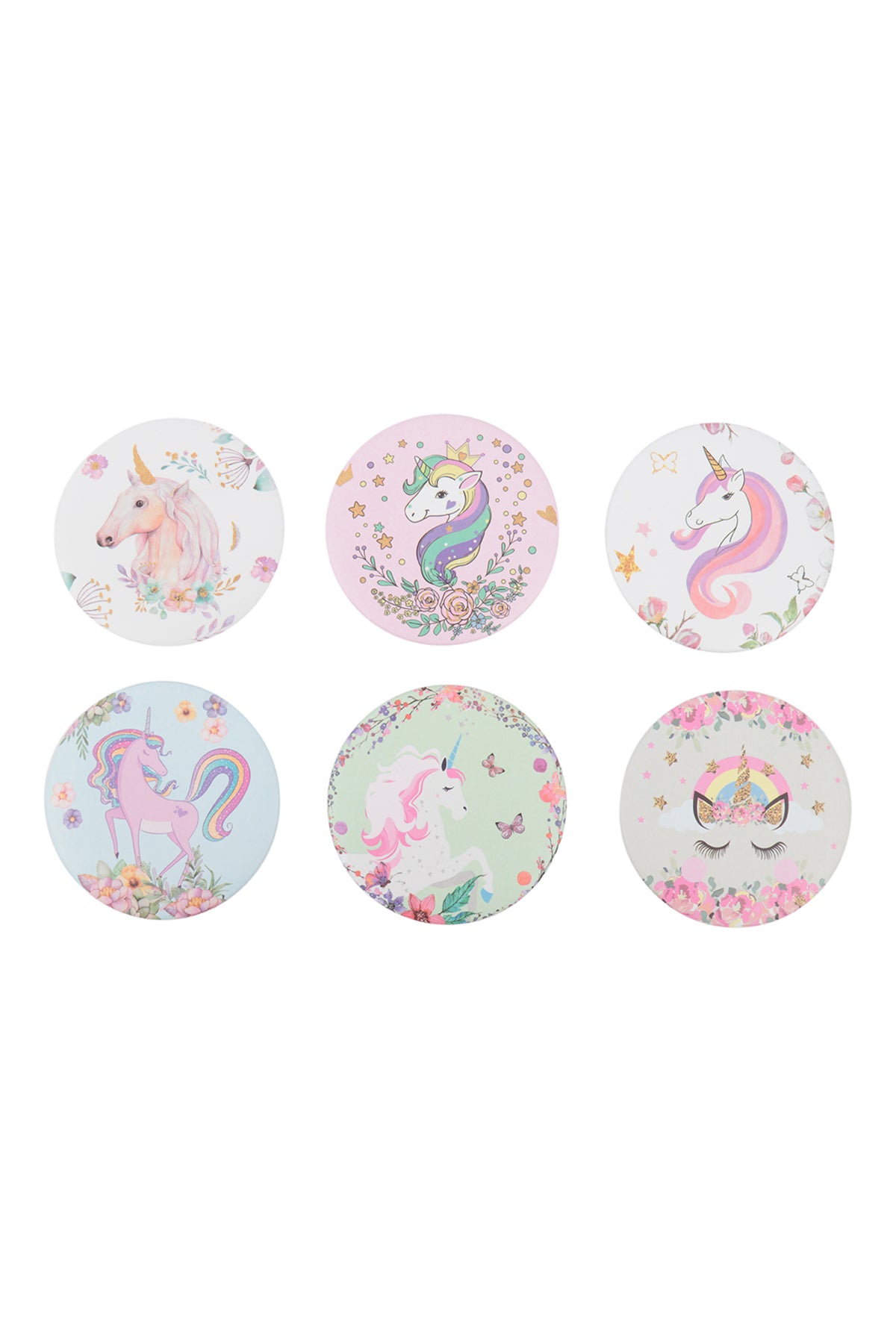 CUTE UNICORN PRINT CIRCLE COMPACT MIRROR SET