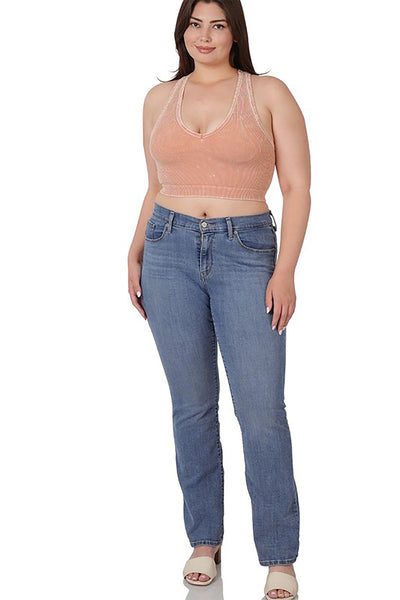 ZE-NTW-6128X - PLUS WASHED RIBBED CROPPED RACERBACK TANK TOP 3-3