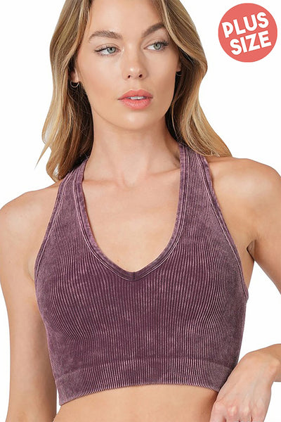 ZE-NTW-6128X - PLUS WASHED RIBBED CROPPED RACERBACK TANK TOP 3-3