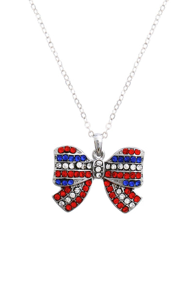 AMERICAN FLAG BOW NECKLACE