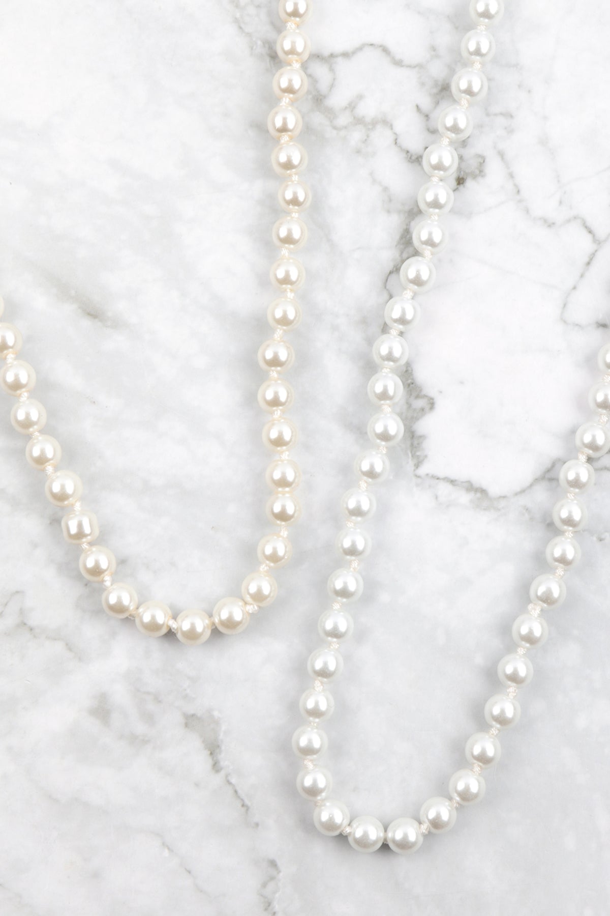 8MM PEARL KNOTTING LAYERED 60IN NECKLACE AND EARRING SET