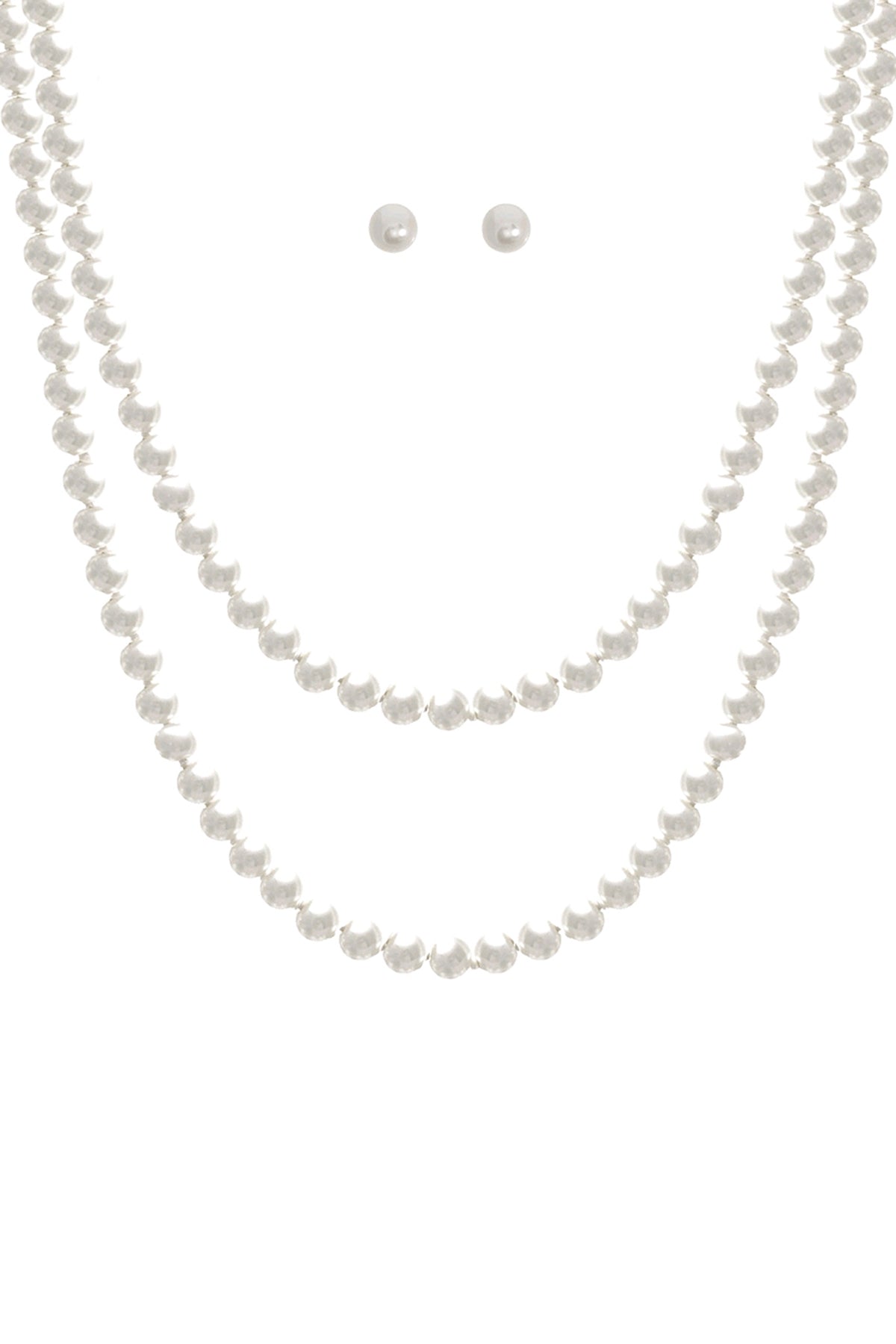 8MM PEARL KNOTTING LAYERED 60IN NECKLACE AND EARRING SET