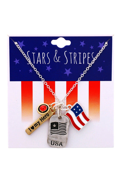 AMERICAN FLAG TAG CLUSTER PENDANT