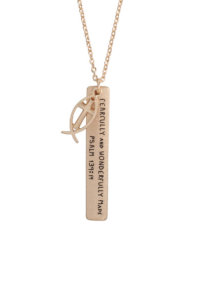 MESSAGE "FEARFULLY" CHARM PENDANT NECKLACE