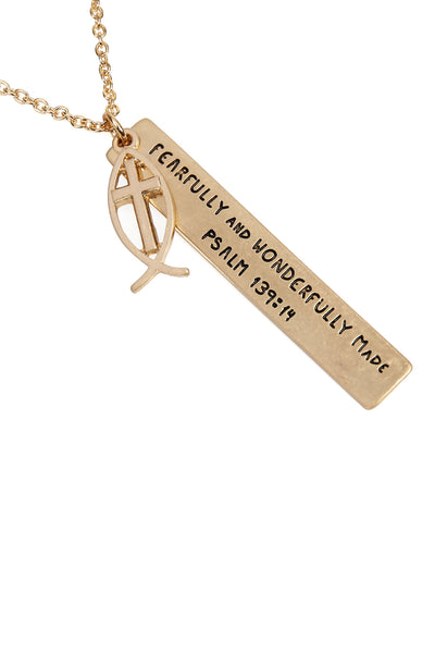 MESSAGE "FEARFULLY" CHARM PENDANT NECKLACE