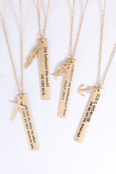 MESSAGE "SHE BELIEVED"" CHARM PENDANT NECKLACE