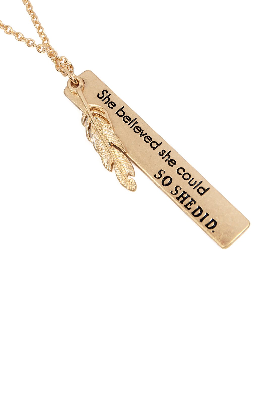 MESSAGE "SHE BELIEVED"" CHARM PENDANT NECKLACE