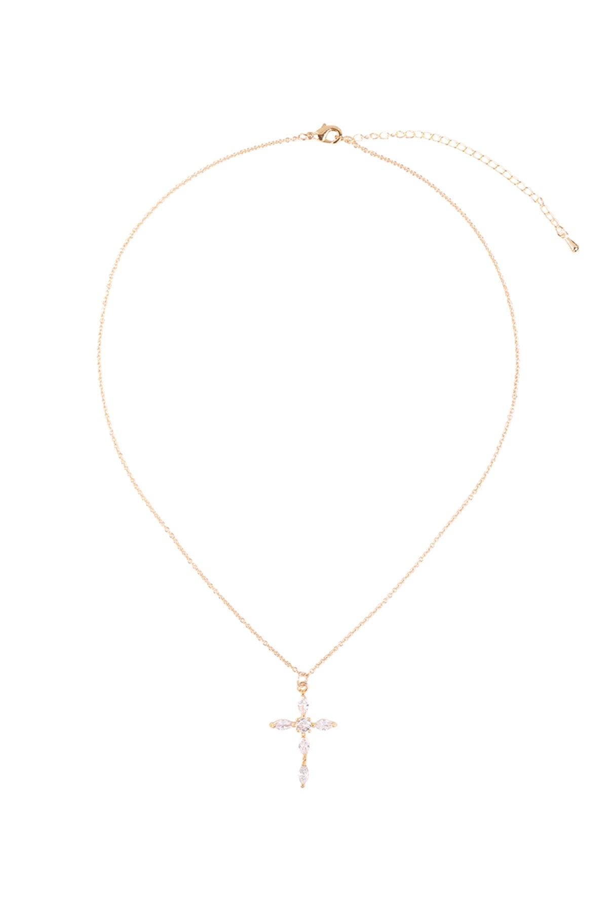 CUBIC ZIRCONIA PAVE CROSS PENDANT NECKLACE