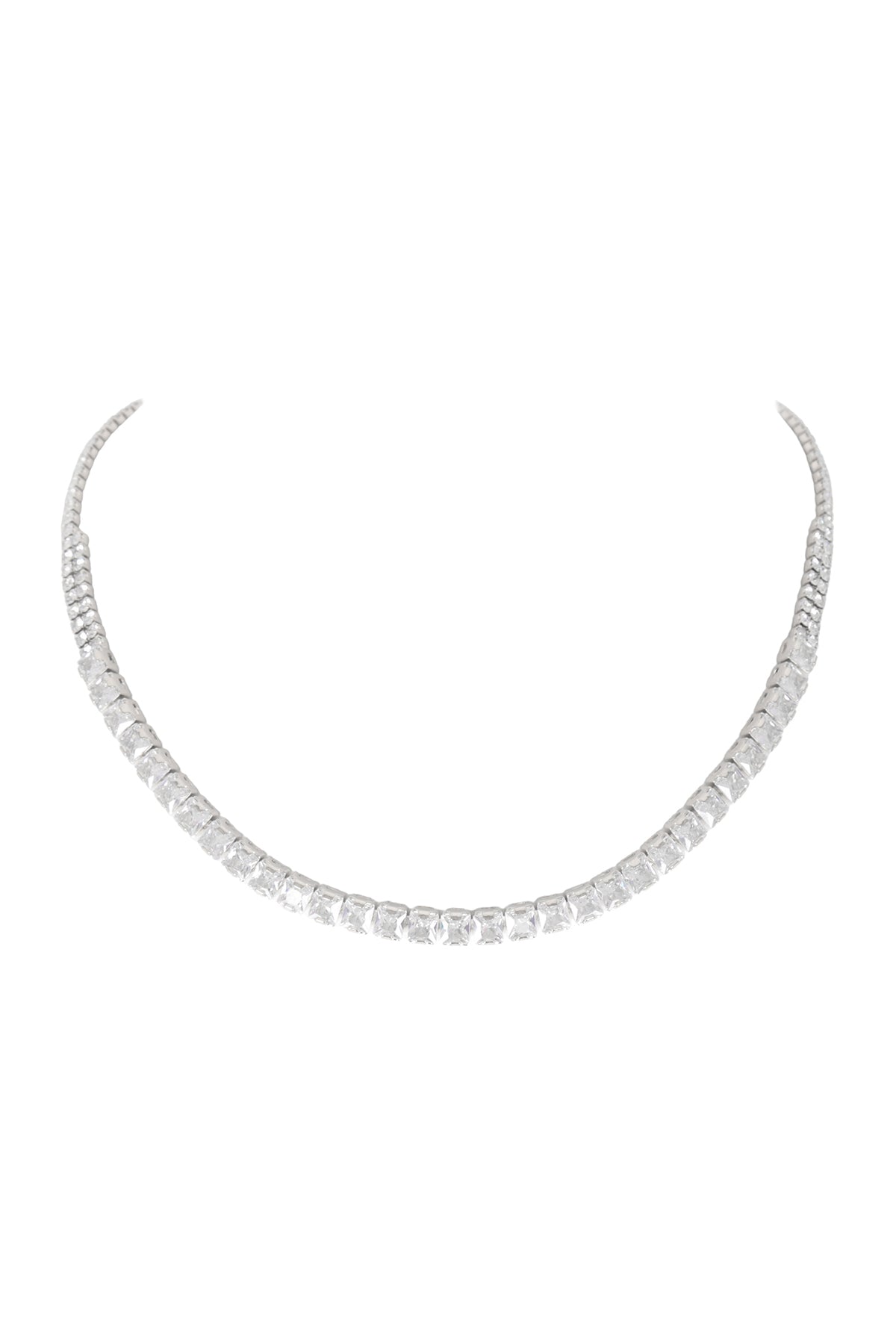 SQUARE CUBIC ZIRCONIA COLLAR NECKLACE