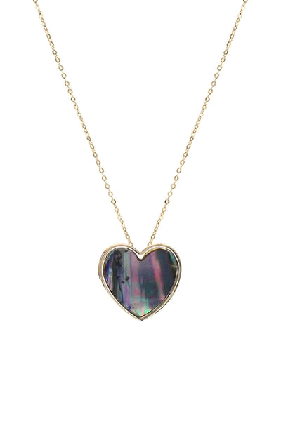ABALONE HEART CHARM PENDANT NECKLACE