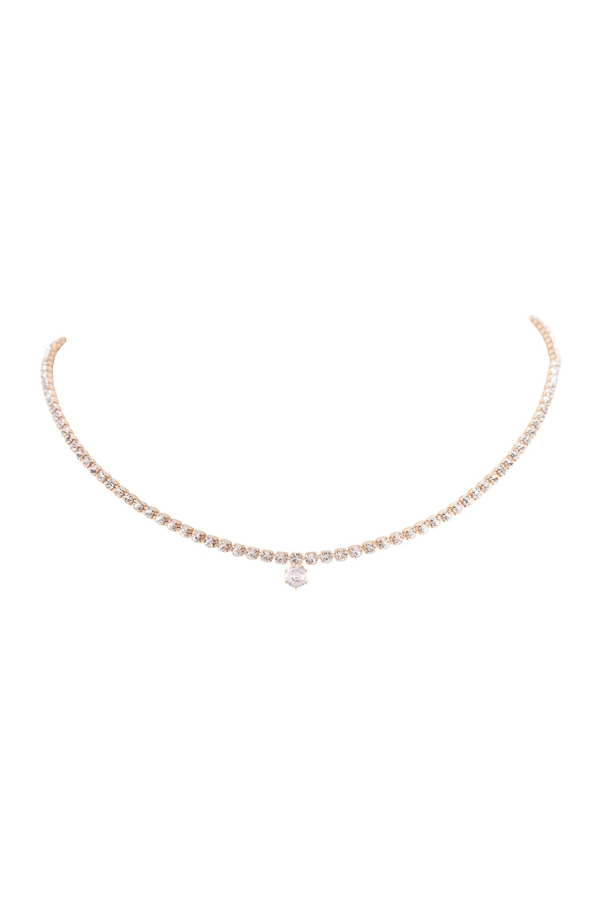 CUBIC ZIRCONIA ONE CENTERED COLLAR NECKLACE (NOW $1.25 ONLY!)