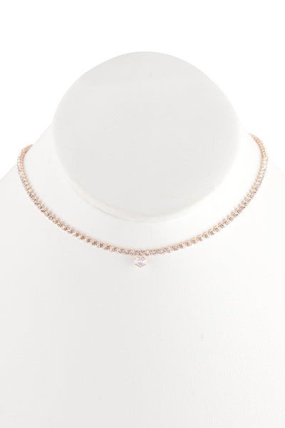 CUBIC ZIRCONIA ONE CENTERED COLLAR NECKLACE (NOW $1.25 ONLY!)