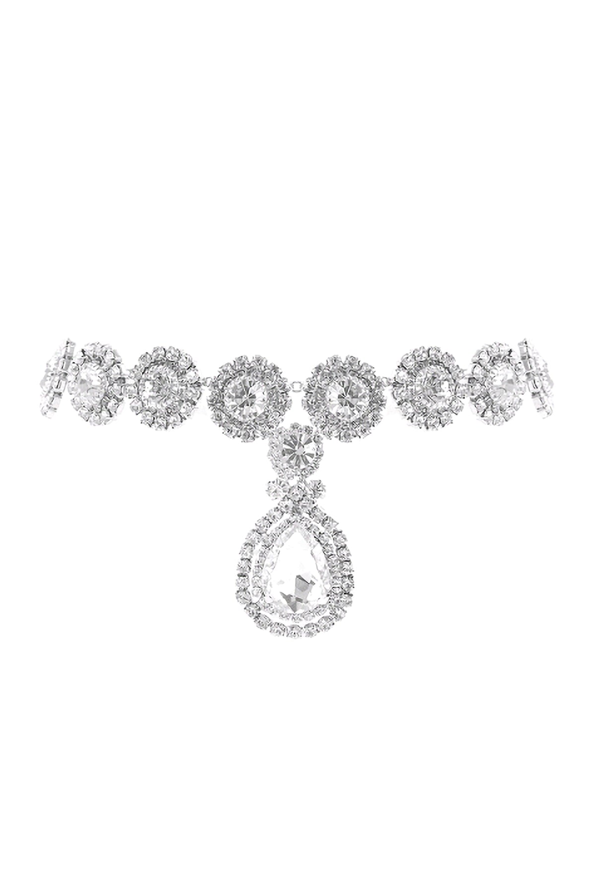 RHINESTONE HALO CHOKER TEARDROP NECKLACE (NOW $ 2.00 ONLY!)