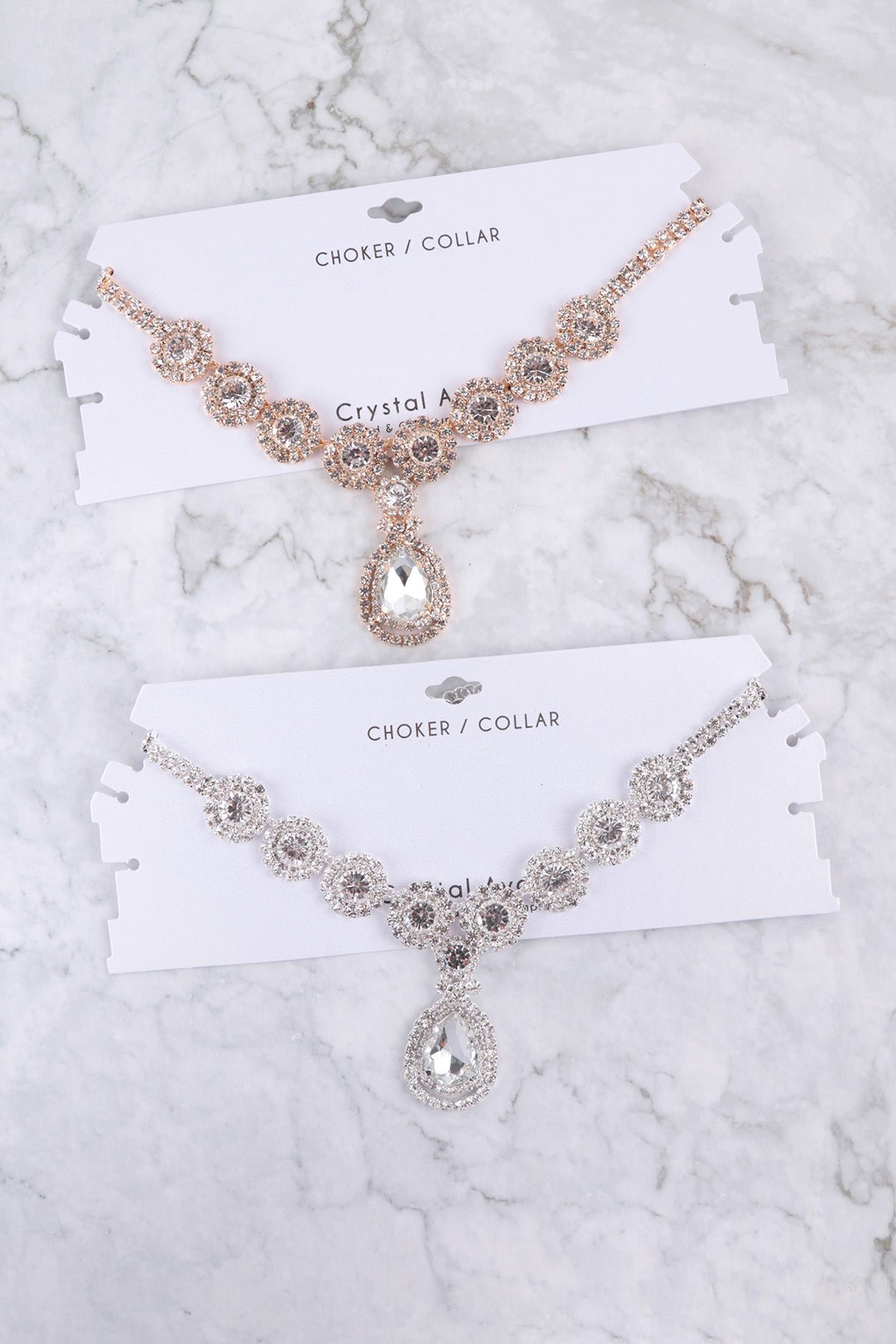 RHINESTONE HALO CHOKER TEARDROP NECKLACE (NOW $ 2.00 ONLY!)