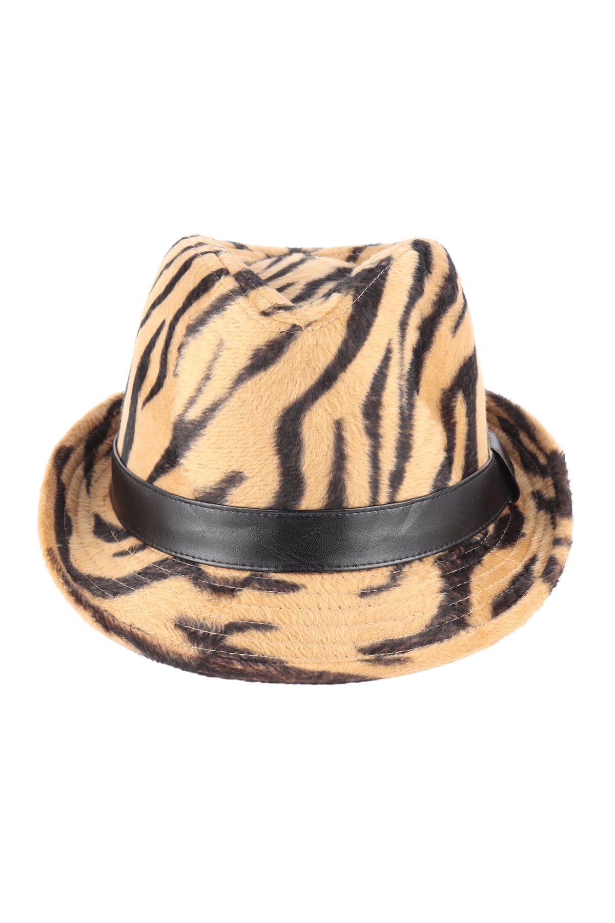 ZEBRA FAUX FUR FEDORA HAT W/PU BAND (NOW $2.50 ONLY!)