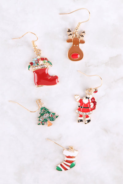 CHRISTMAS SANTA BOOT HOOK EARRINGS