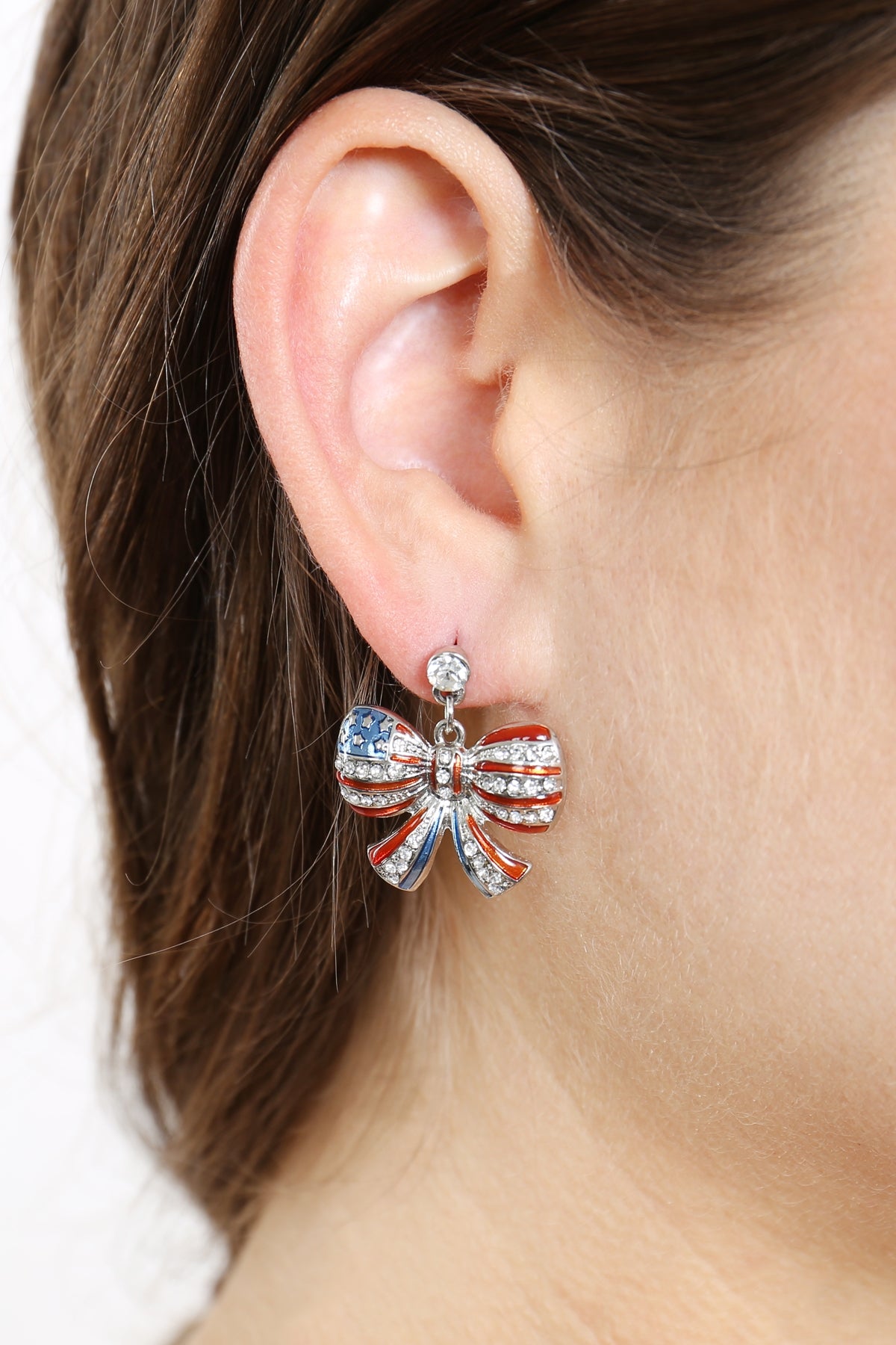 AMERICAN FLAG RIBBON ACCENT EARRINGS