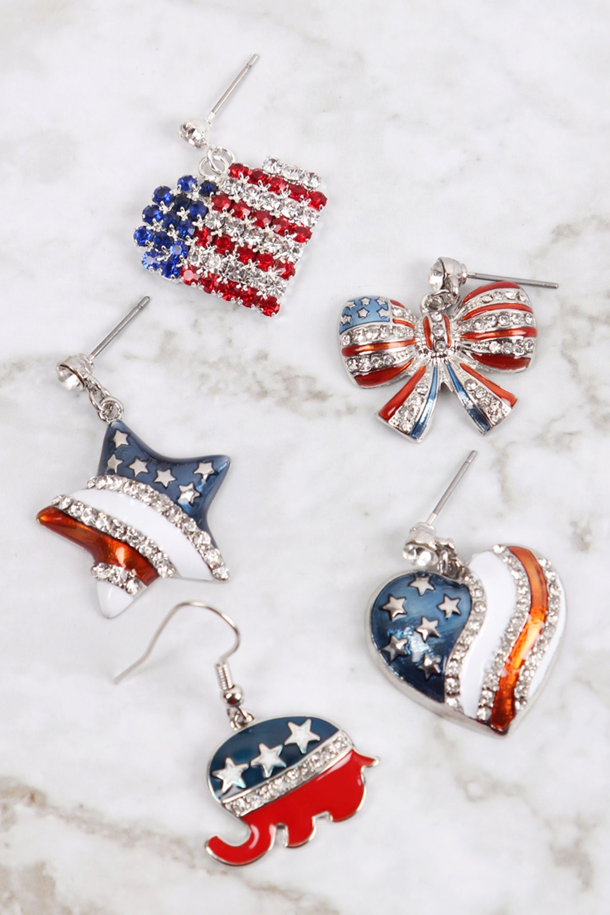 AMERICAN FLAG RIBBON ACCENT EARRINGS