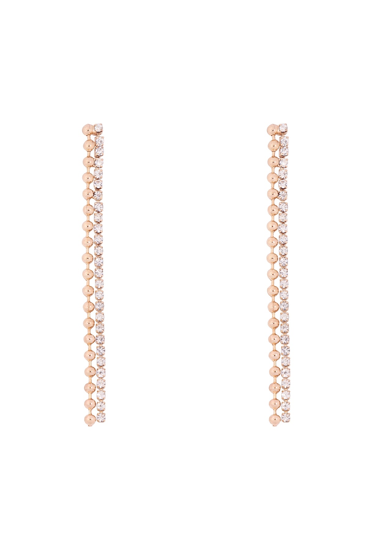 2 LINE RHINESTONE & BALL DROP EARRINGS