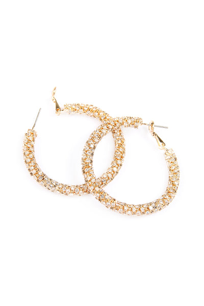 RHINESTONE 45MM TUBE STONE HOOP EARRINGS