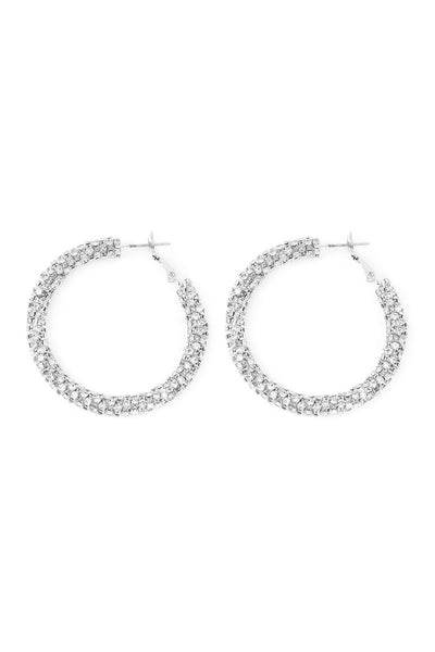 RHINESTONE 45MM TUBE STONE HOOP EARRINGS