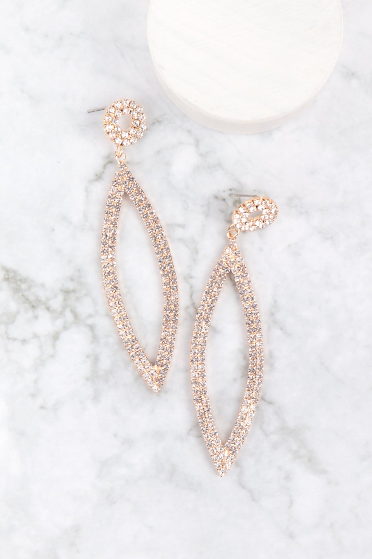 RHINESTONE MARQUISE SHAPE DROP EARRINGS