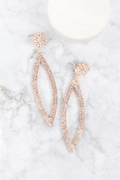 RHINESTONE MARQUISE SHAPE DROP EARRINGS