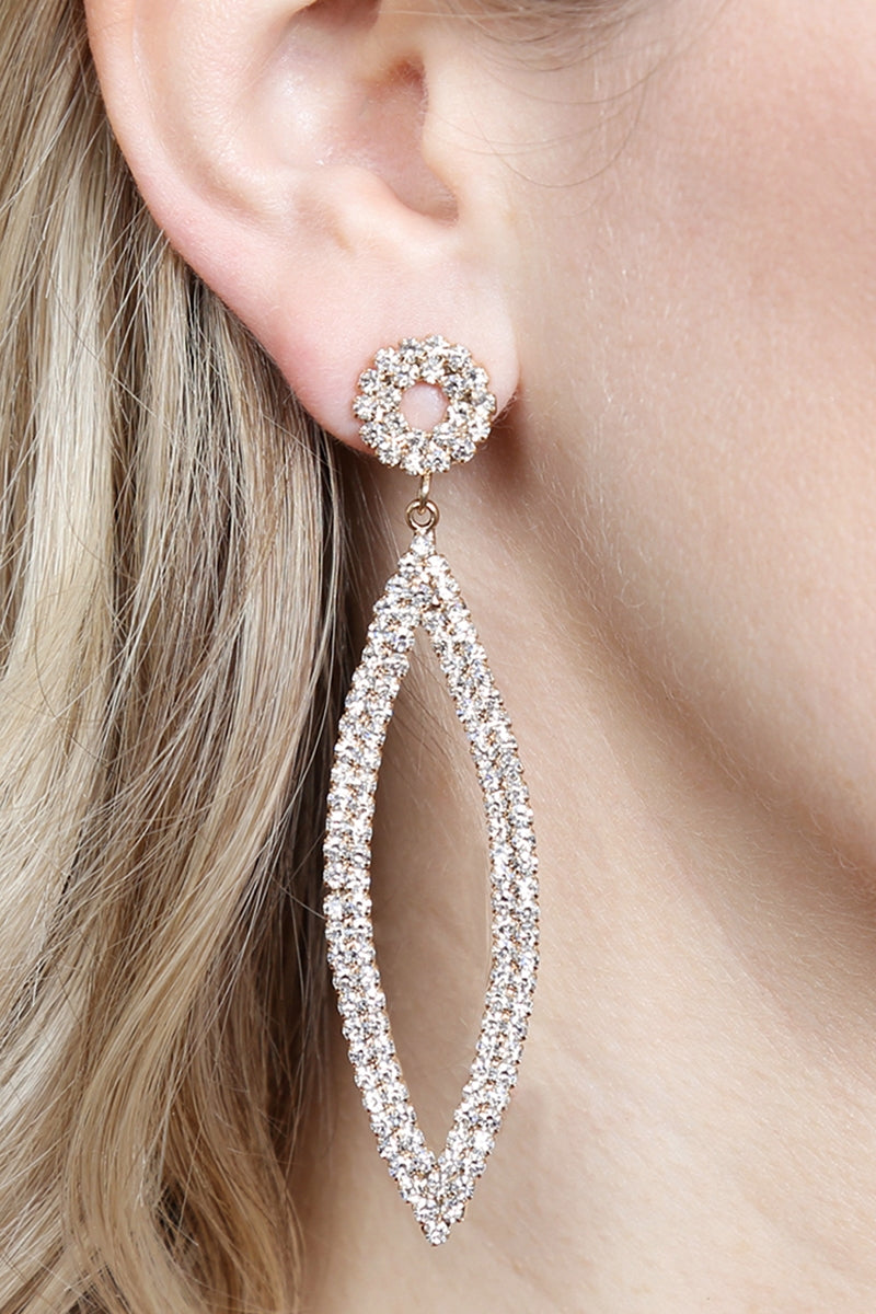RHINESTONE MARQUISE SHAPE DROP EARRINGS