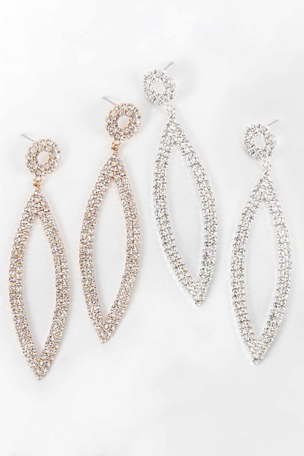 RHINESTONE MARQUISE SHAPE DROP EARRINGS