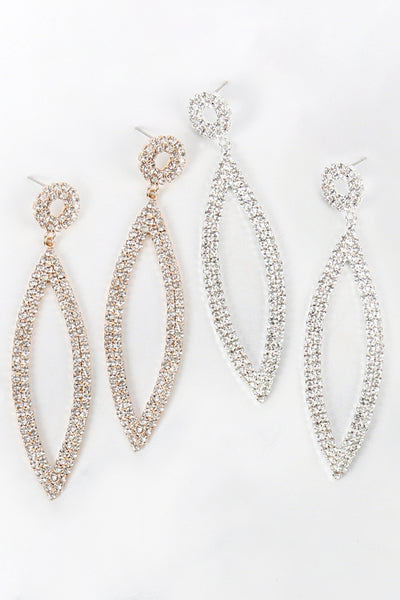 RHINESTONE MARQUISE SHAPE DROP EARRINGS