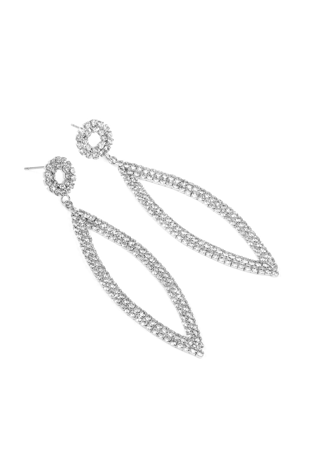 RHINESTONE MARQUISE SHAPE DROP EARRINGS