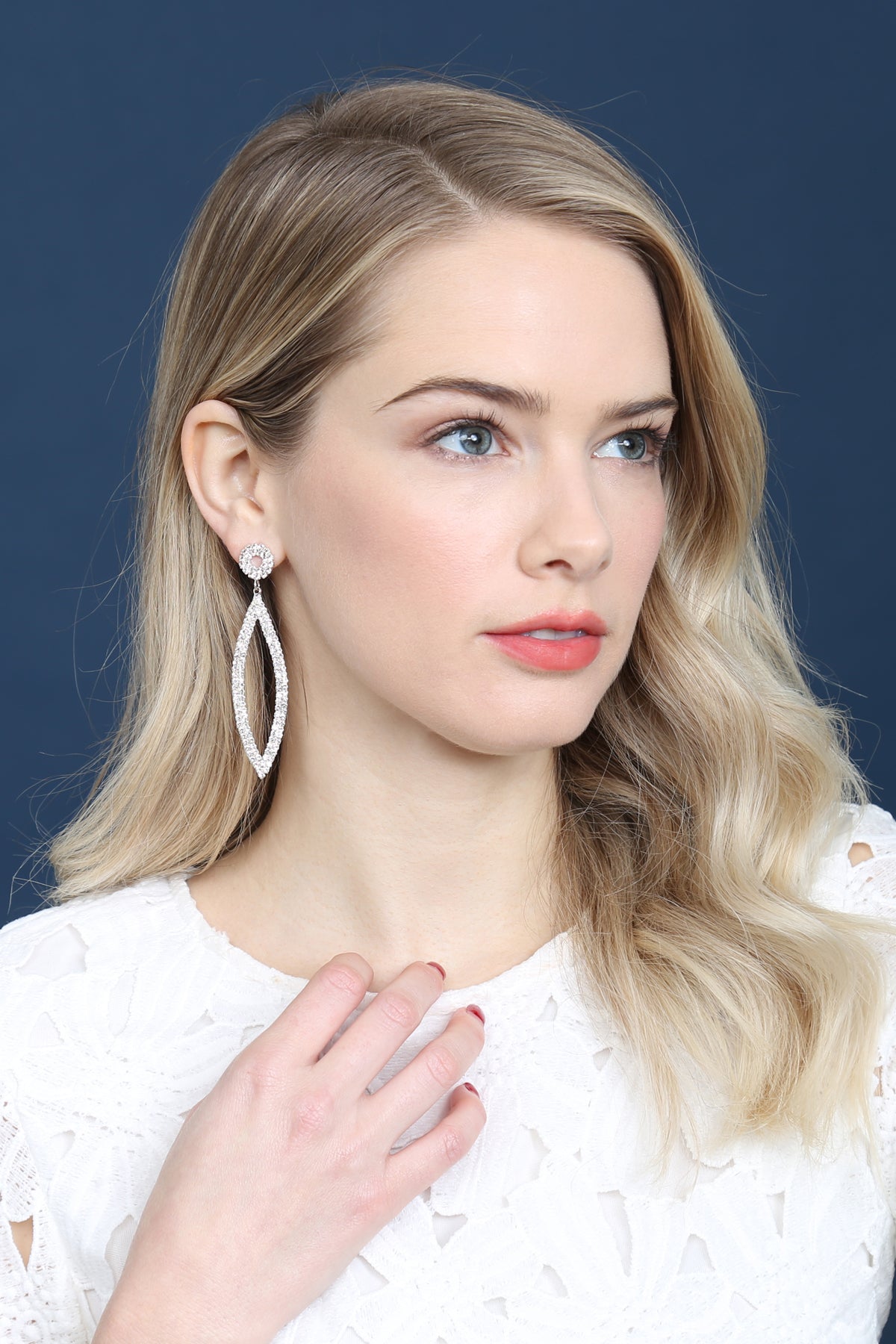 RHINESTONE MARQUISE SHAPE DROP EARRINGS