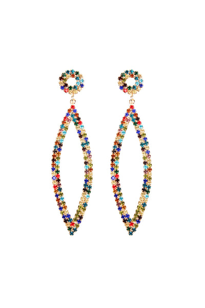 RHINESTONE MARQUISE SHAPE DROP EARRINGS