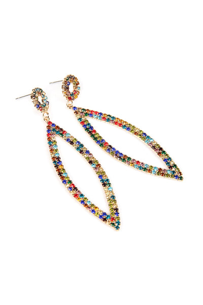 RHINESTONE MARQUISE SHAPE DROP EARRINGS