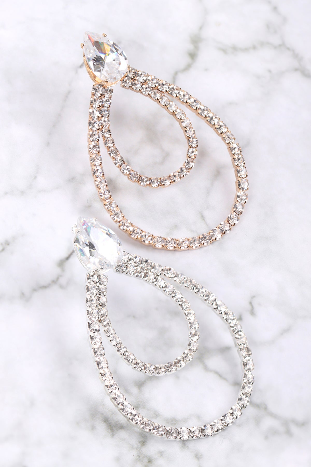 CUBIC ZIRCONIA PEAR SHAPE TEARDROP EARRINGS