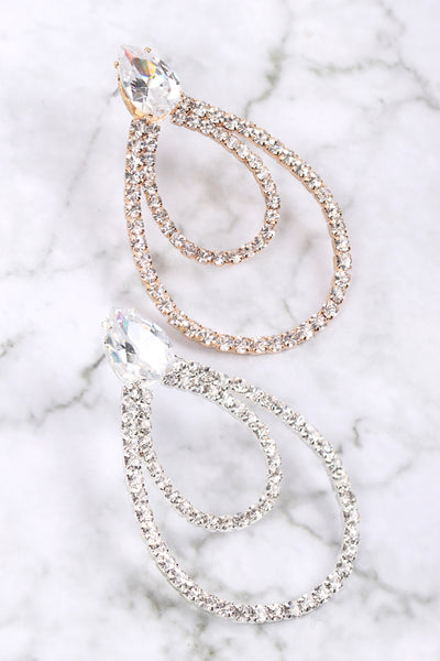 CUBIC ZIRCONIA PEAR SHAPE TEARDROP EARRINGS