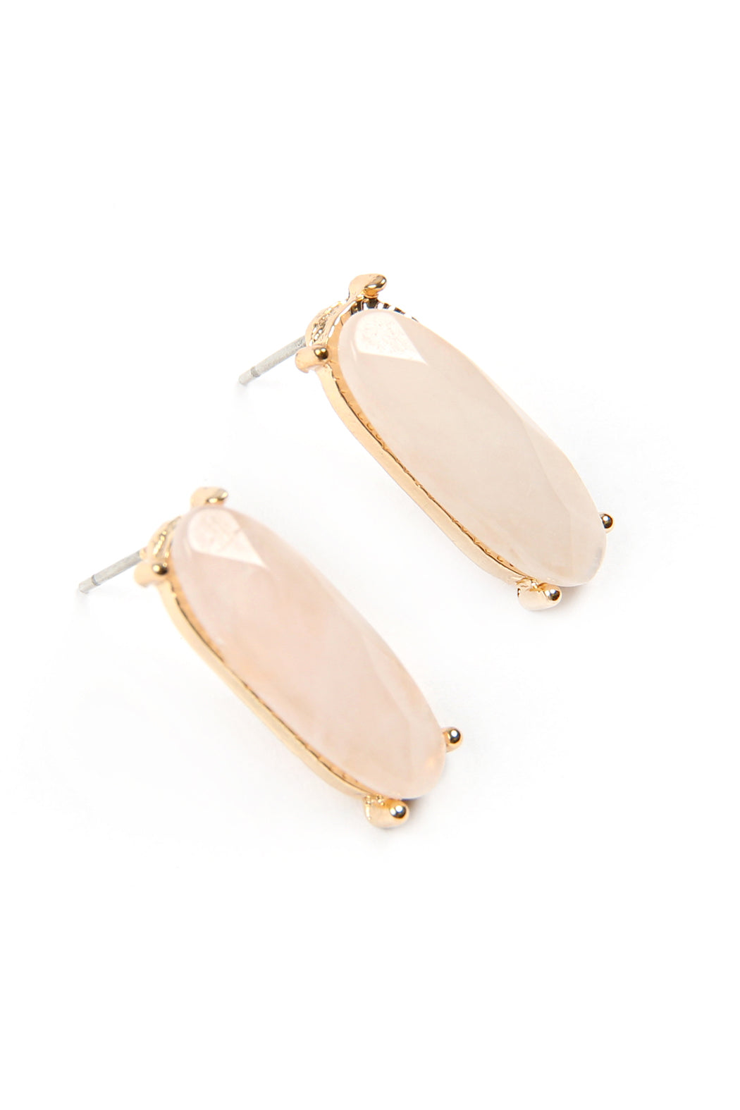 NATURAL STONE OVAL POST EARRINGS