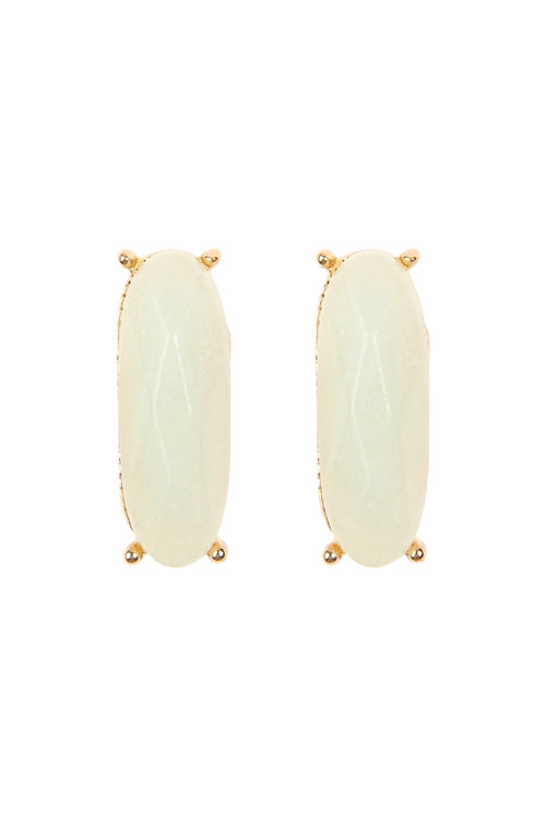 NATURAL STONE OVAL POST EARRINGS