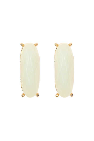 NATURAL STONE OVAL POST EARRINGS