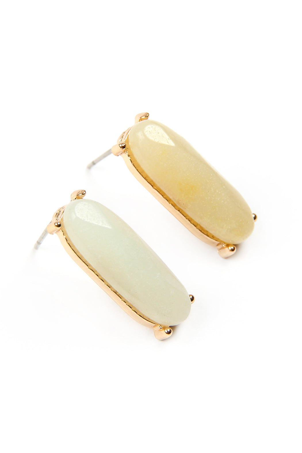 NATURAL STONE OVAL POST EARRINGS