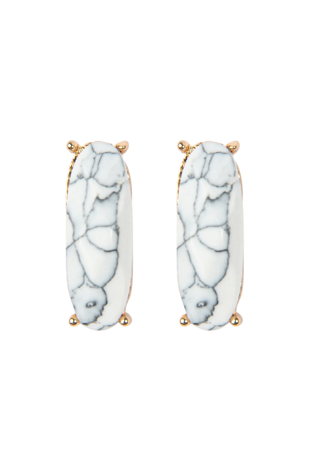 NATURAL STONE OVAL POST EARRINGS